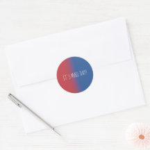Sellos de Sobre Rojo y Azul Es Día de Correo