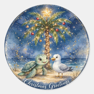 Sellos de Sobres de Navidad de Tortuga Marina
