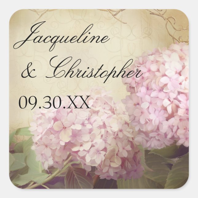 Sellos Favoritos De Recepción Rubor Pink Hydrangea (Anverso)