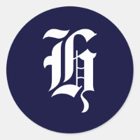 Sellos iniciales del Monograma Azul y Blanco de la