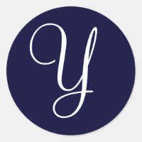 Sellos iniciales "Y" del Monograma Azul y Blanco d