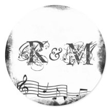 Sellos musicales de papel desgarrados con funky