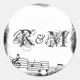 Sellos musicales de papel desgarrados con funky