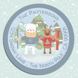 Sellos para sobres azules de oso polar y reno