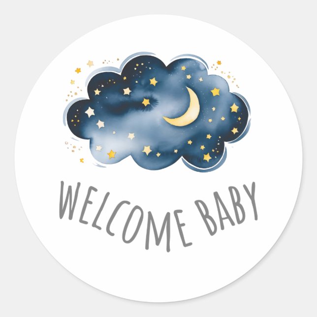 Sellos para sobres Baby Shower de Moon and Stars (Anverso)