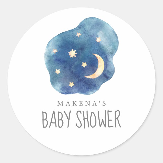 Sellos para sobres Baby Shower de Moon and Stars (Anverso)
