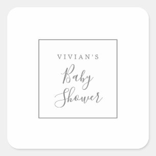 Sellos para sobres Baby Shower plateados minimalis