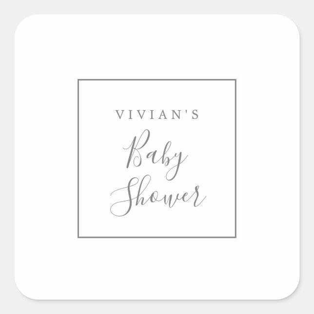 Sellos para sobres Baby Shower plateados minimalis (Anverso)