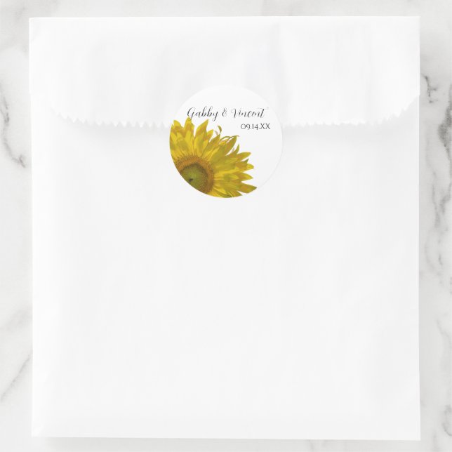 Sellos para sobres Boda de girasol amarillo (Bolso)