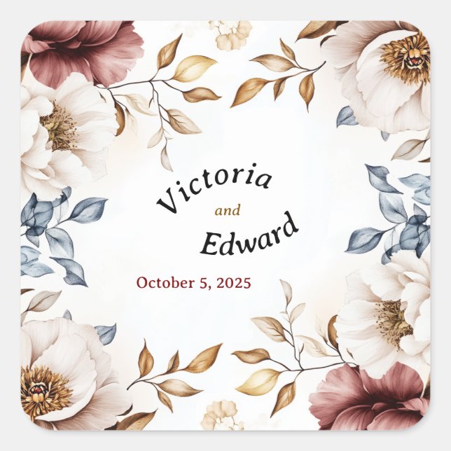 Sellos para sobres Boda de Peony Luxe en Victoria (Anverso)