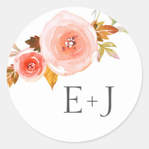 sellos para sobres bodas / acuarela floral de colo