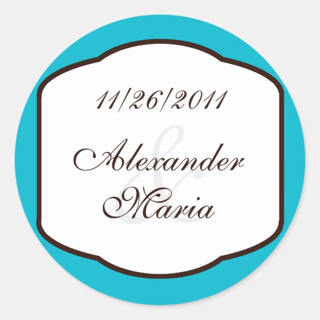 Sellos para sobres Bodas Aqua Brown y White (Anverso)