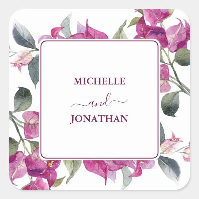 Sellos para sobres Bodas de Bougainvillea (Anverso)