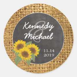 Sellos para sobres bodas de Burlap de Sunflower Ru
