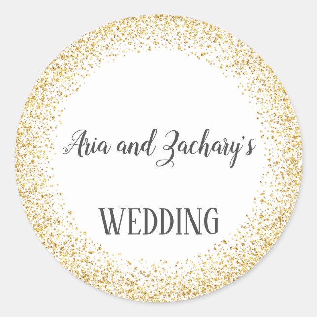 Sellos para sobres Bodas de caligrafía de confetti (Anverso)