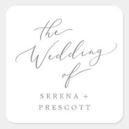 Sellos para sobres Bodas de caligrafía plateada de