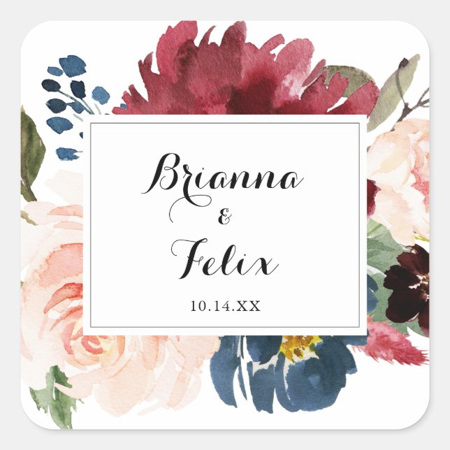 Sellos para sobres Bodas de caligrafía rusa otoñal (Anverso)