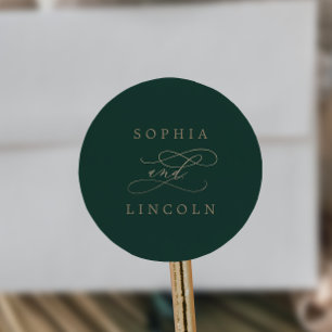 Sellos para sobres Bodas de caligrafía verde román