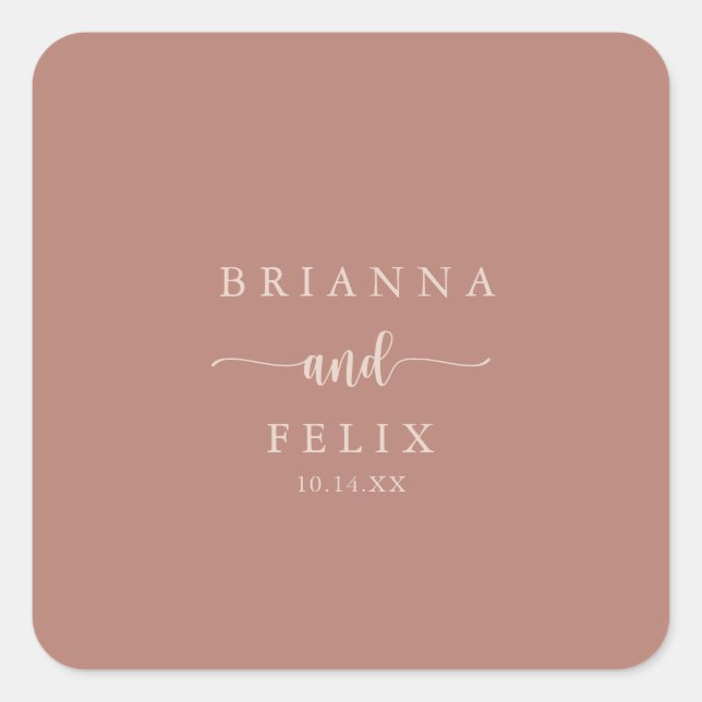 Sellos para sobres Bodas de Calligraphy Terracotta (Anverso)