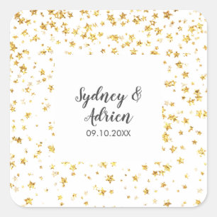 Sellos para sobres Bodas de Confetti Gold