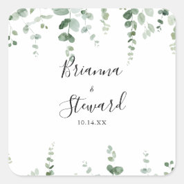 Sellos para sobres Bodas de eucalipto verde