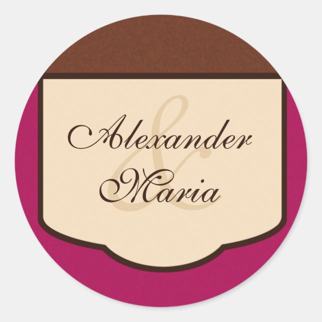 Sellos para sobres Bodas de Mocha y Fuchsia (Anverso)