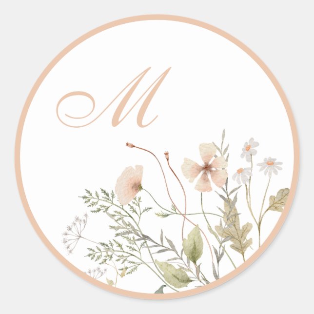 Sellos para sobres Bodas de monograma de flor silv (Anverso)