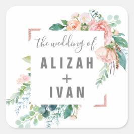 Sellos para sobres Bodas de Peonies románticos