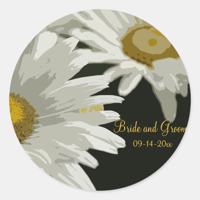 Sellos para sobres Bodas de White Garden Daisies (Anverso)