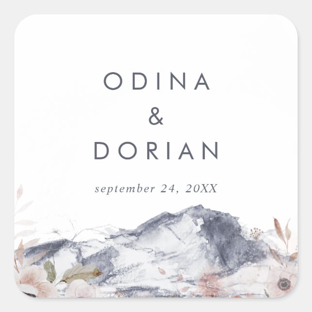 Sellos para sobres Bodas Florales Sencillos (Anverso)