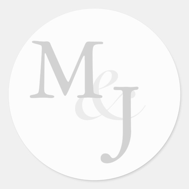 Sellos para sobres Bodas monogramados gris y blanc (Anverso)