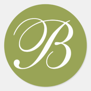 Sellos para sobres Bodas monogramados verde y blan