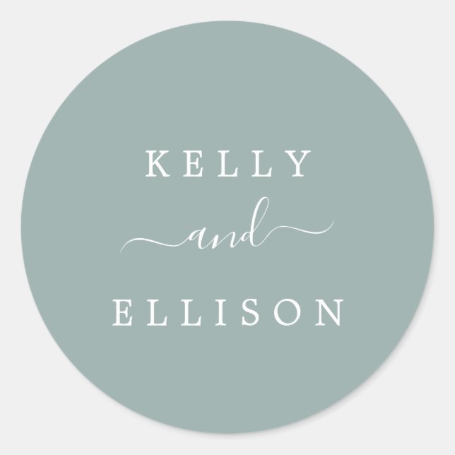 Sellos para sobres Bodas verdes y blancos de prima (Anverso)