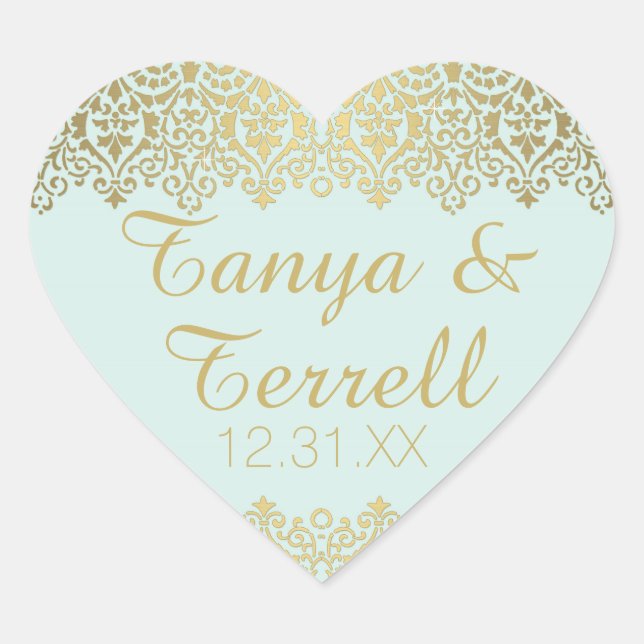 Sellos para sobres bodas Vintage Golden Lace Elega (Anverso)