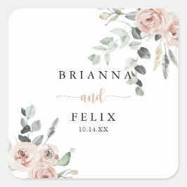 Sellos para sobres clásicos de Boda floral rosa