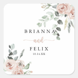 Sellos para sobres clásicos de Boda floral rosa