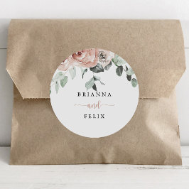 Sellos para sobres clásicos de Boda floral rosa