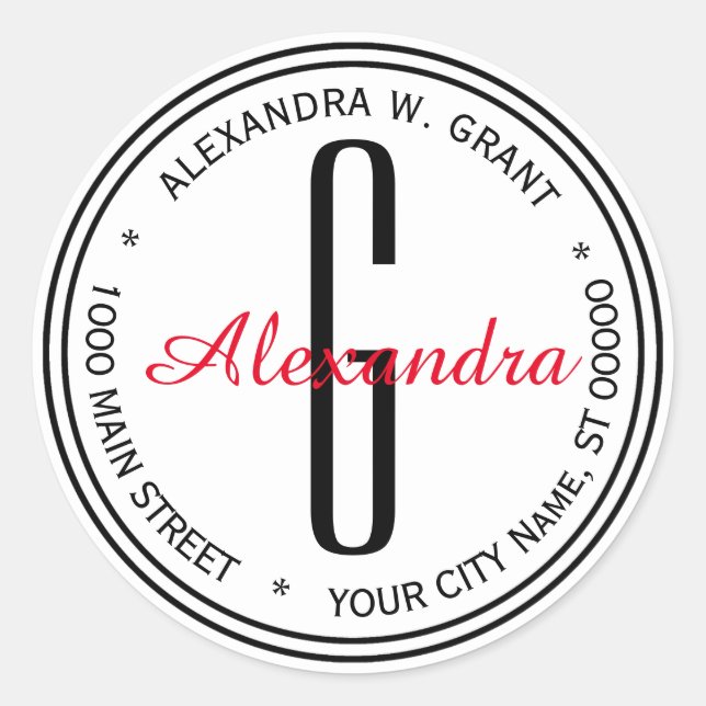 Sellos para sobres de Addr Monograma de Nombre Neg (Anverso)