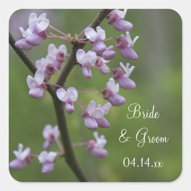 Sellos para sobres de árbol Boda con flores (Anverso)