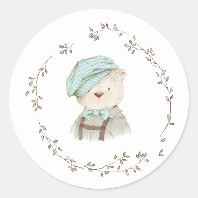 Sellos para sobres de Baby Shower Floral de Teddy  (Anverso)