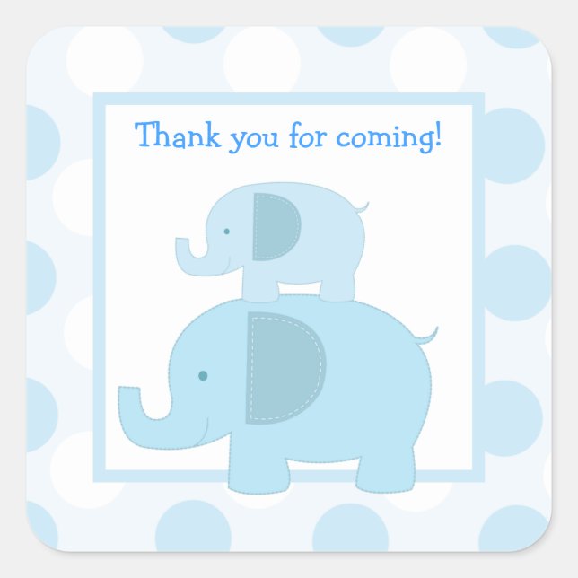 Sellos para sobres de Blue Mod Elephants Square 20 (Anverso)