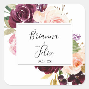 Sellos para sobres de Boda botánico floral rústico
