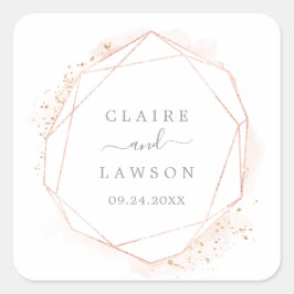 Sellos para sobres de Boda de acuarela Rosa Gold