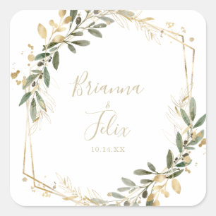 Sellos para sobres de Boda de energía verde geomét