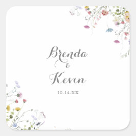 Sellos para sobres de Boda de flores silvestres de