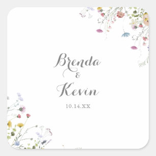 Sellos para sobres de Boda de flores silvestres de