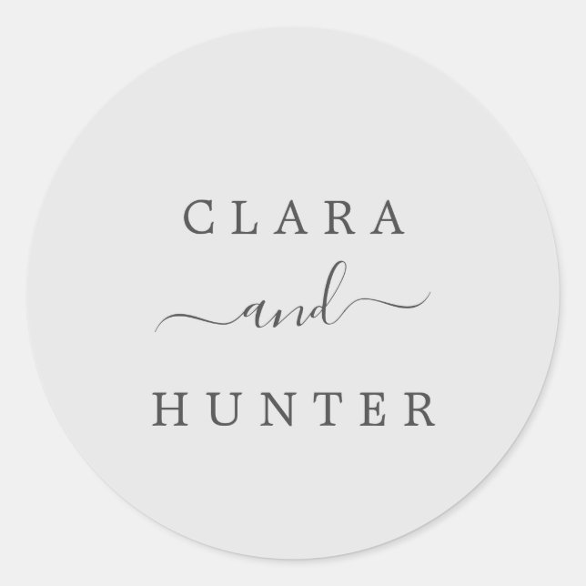 Sellos para sobres de Boda de Gris claro y carbón  (Anverso)