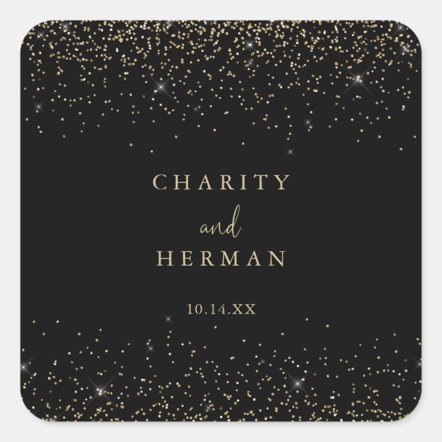 Sellos para sobres de Boda de guión de confetti do (Anverso)