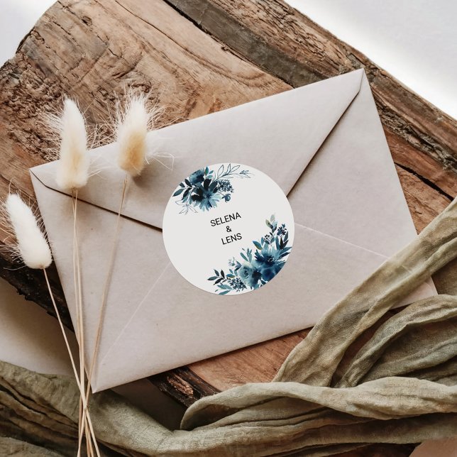 Sellos para sobres de Boda floral azul de la Marin (Subido por el creador)