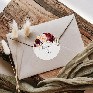 Sellos para sobres de Boda floral de color boho rú